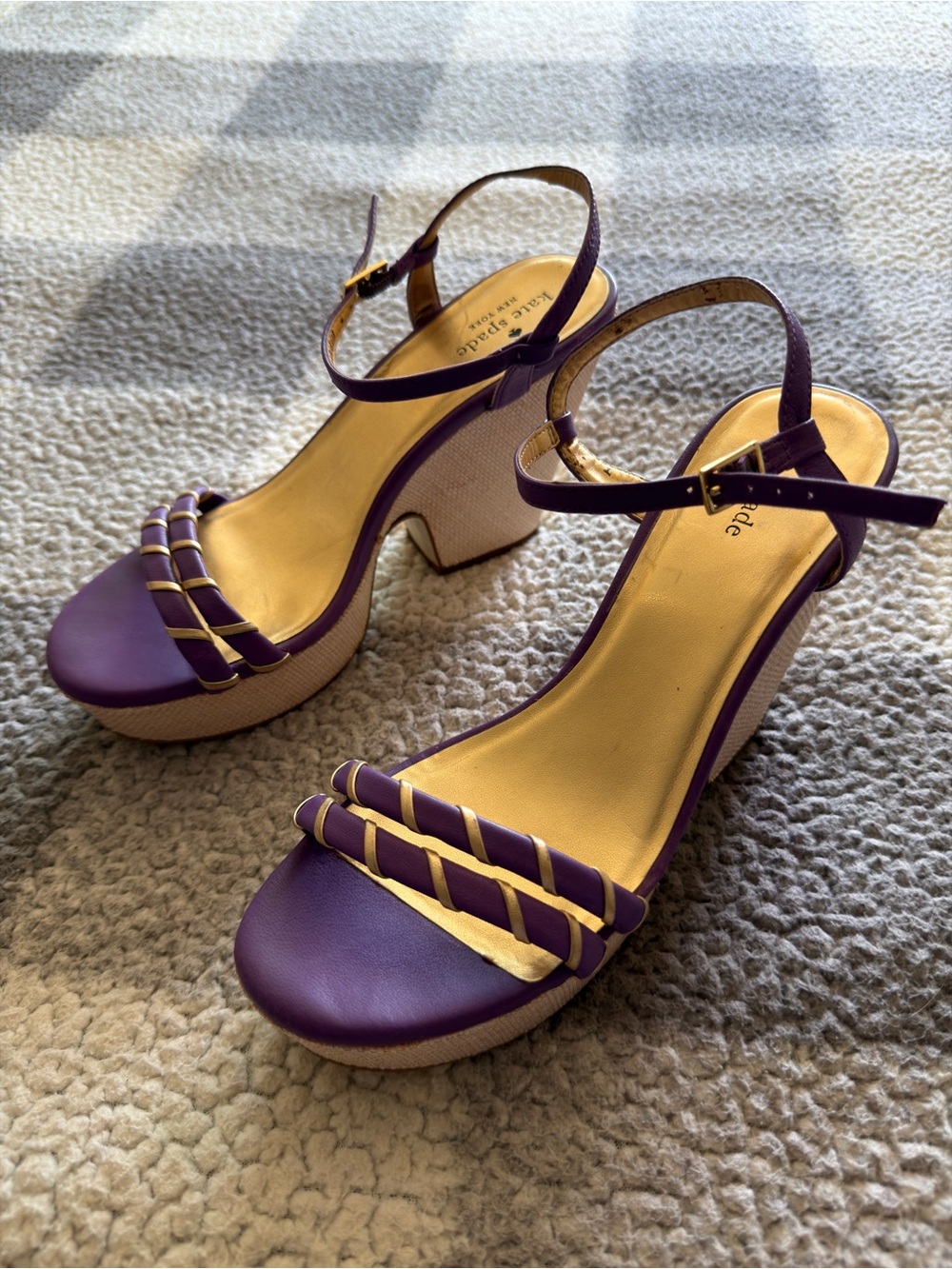 Purple Platform Ankle-Strap Sandals - Kate Spade size 8.5 made in Brazil